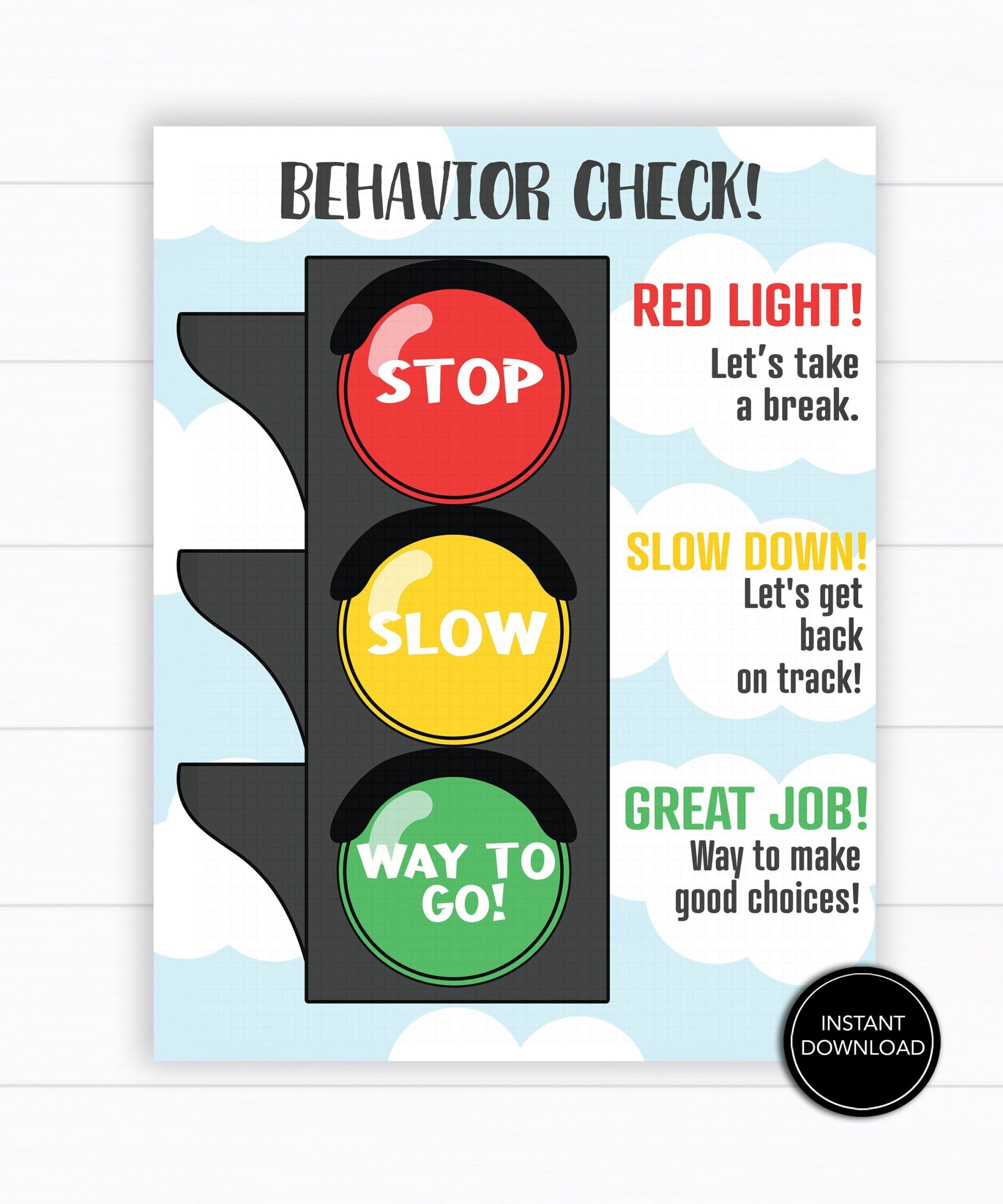 Stop Light Behavior Chart Printable Download BEHAVIOR CLIP CHART Traffic Light Chart Toddler Behavior Chart Kids Behavior Chart Etsy de
