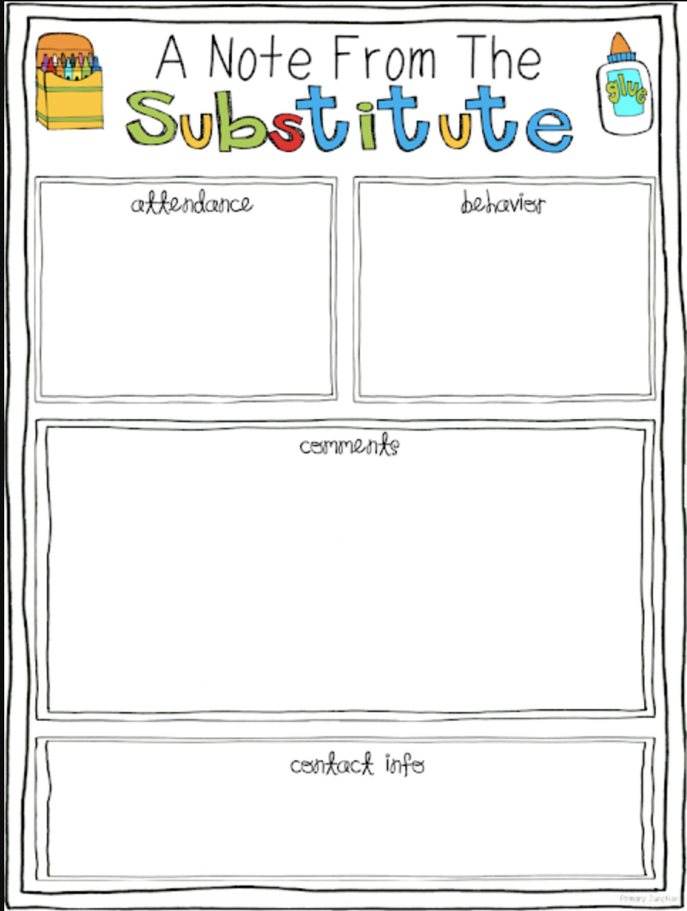 Substitute Teacher Feedback Form Primary Junction