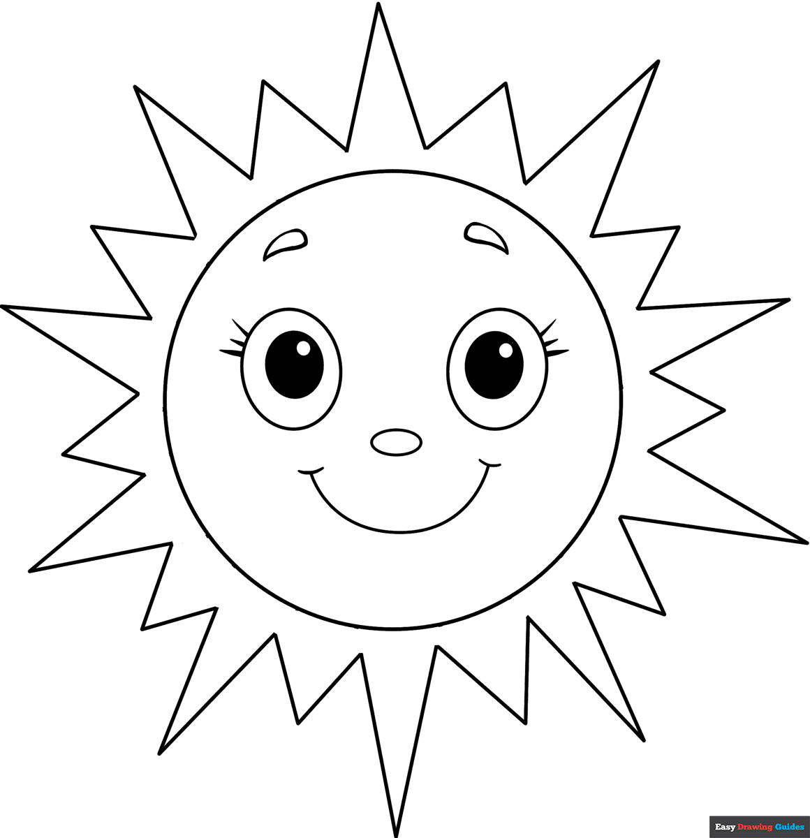 Sun Coloring Page Easy Drawing Guides