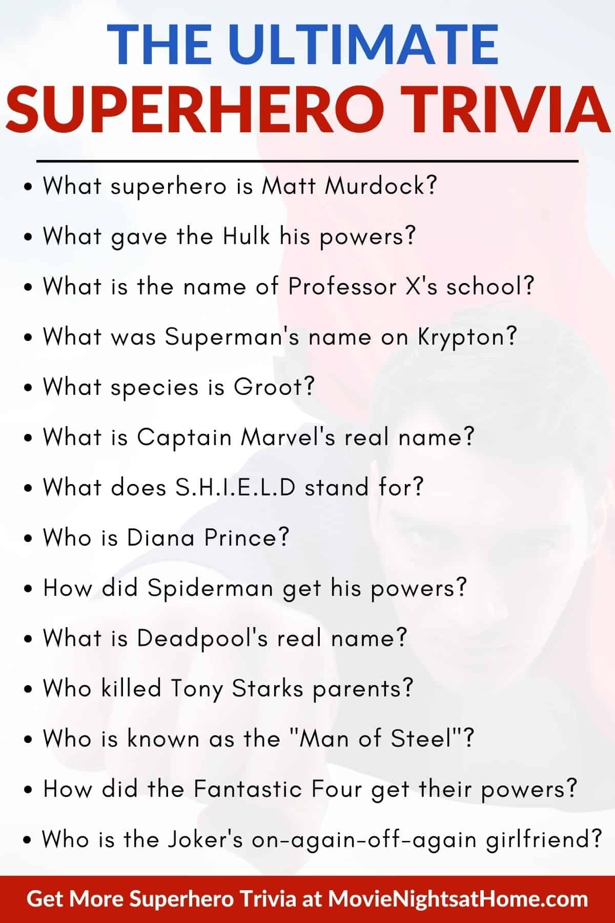 Superhero Trivia Questions And Answers Marvel DC 