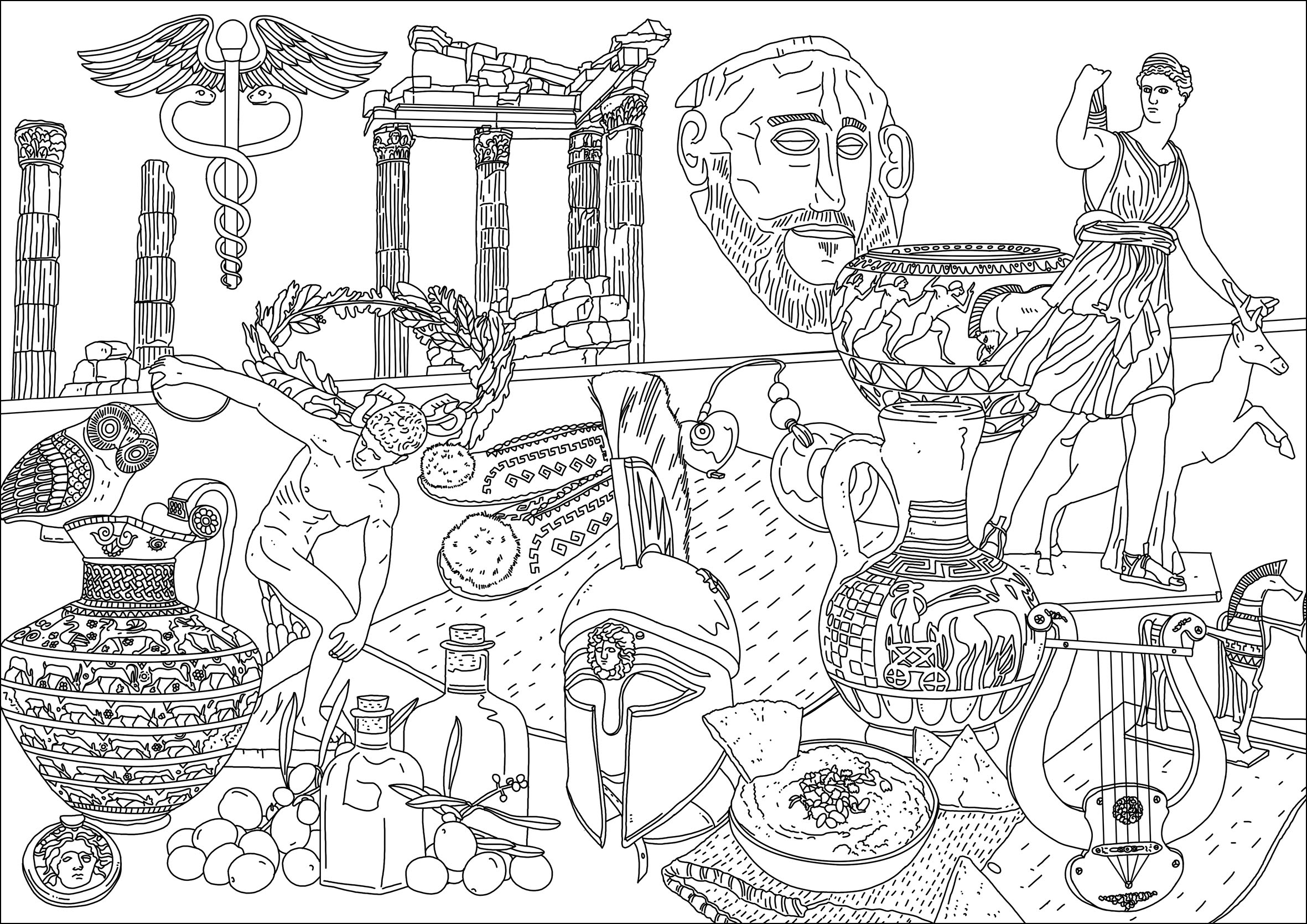 Symbols Of Greece Ancient Greece Greek Mythology Coloring Pages