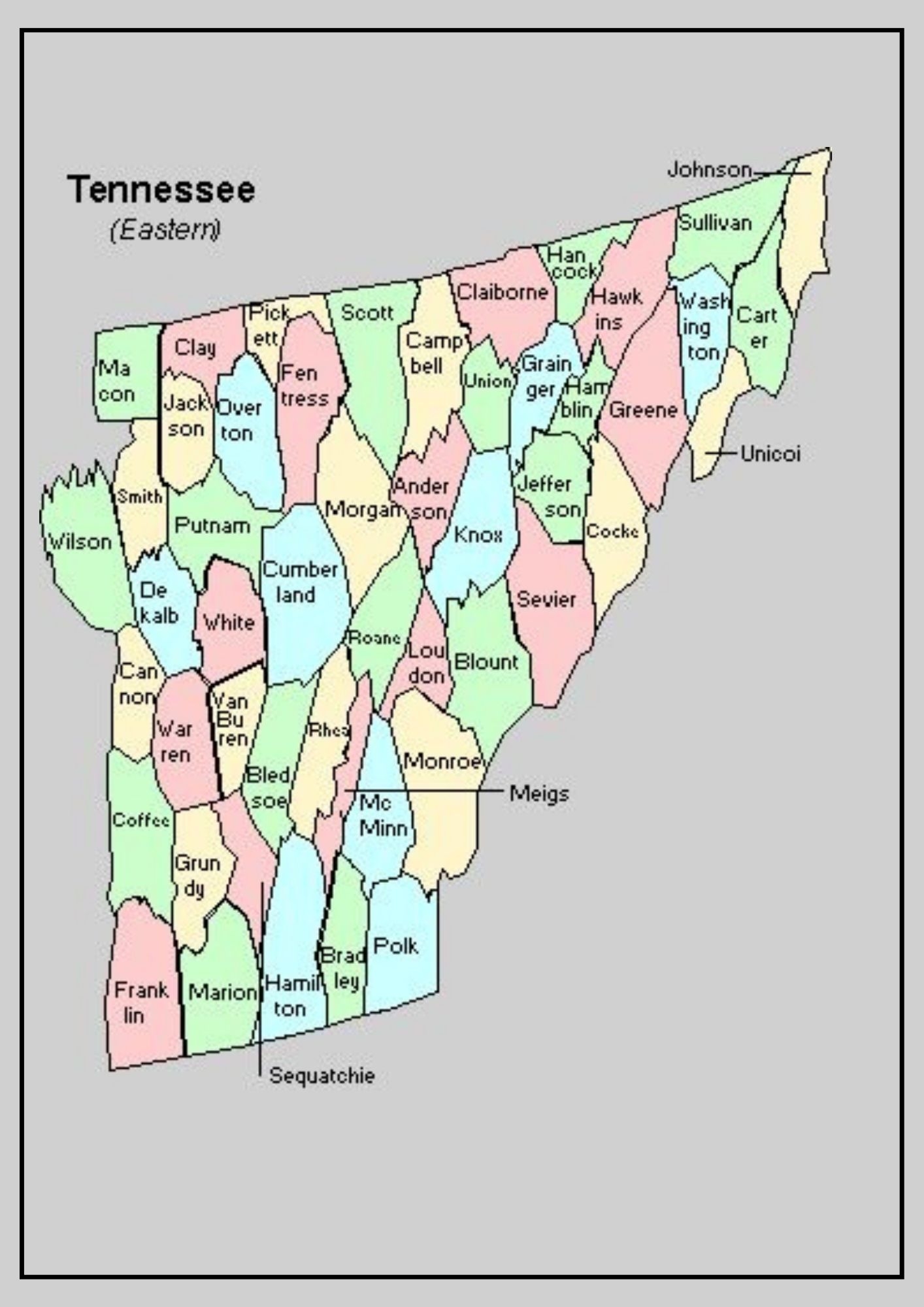 Printable Map Of Tennessee Counties And Cities