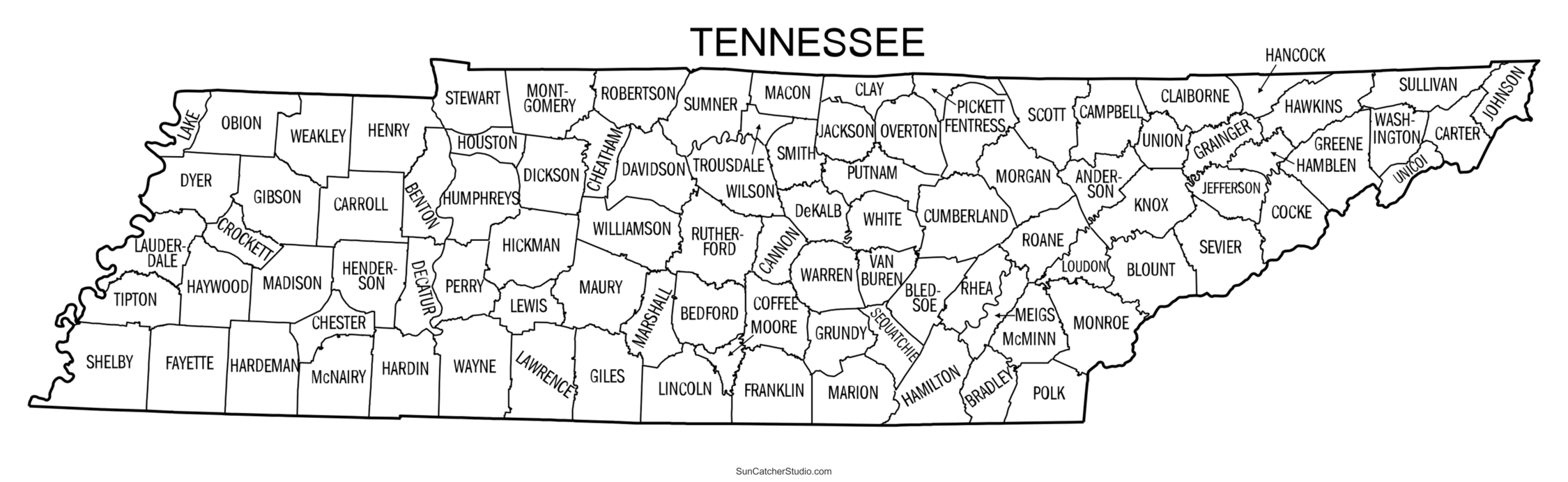 Tennessee County Map Printable State Map With County Lines Free Printables Monograms Design Tools Patterns DIY Projects