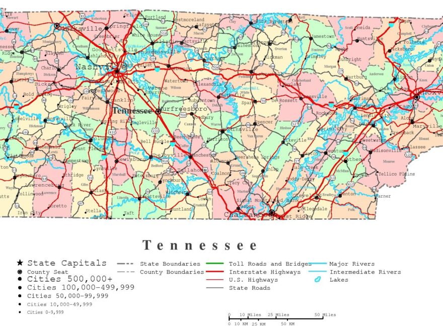 Tennessee Printable Map