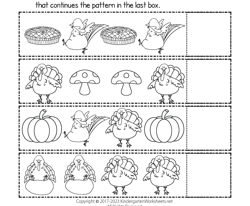 Thanksgiving Patterns Worksheet Free Printable Digital PDF