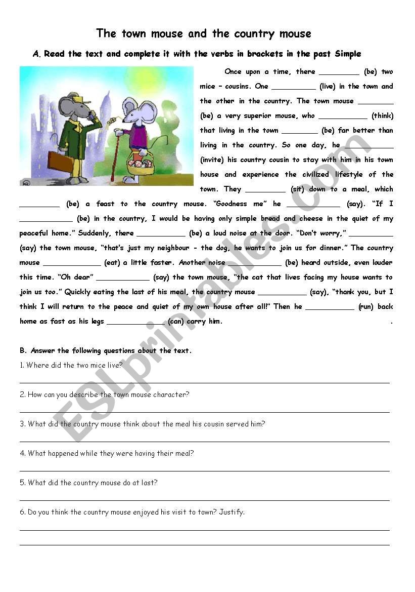 Country Mouse City Mouse Printable Story
