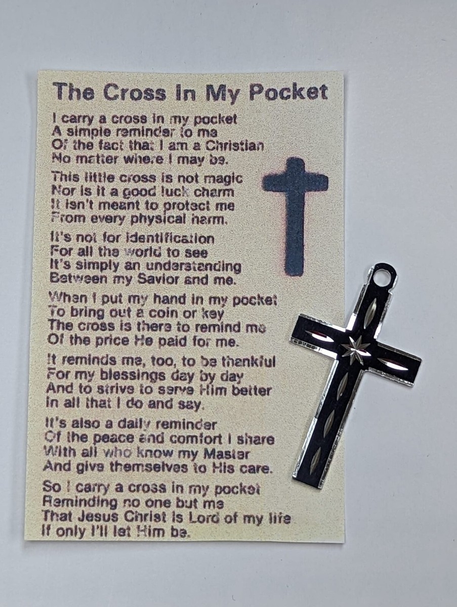 The Cross In My Pocket Poem Card With A BLACK SILVER Pocket Cross EBay
