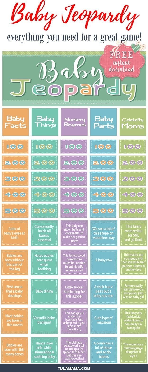 The Easiest Cutest Baby Jeopardy With Answer Key