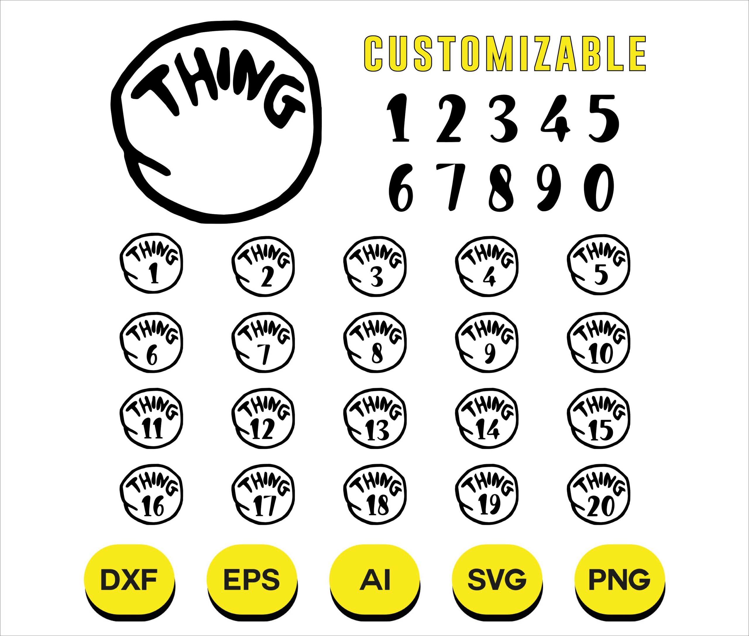 Thing 1 Thing 2 Svg Cut File Png File Thing Svg File For Cricut And Silhouette Editable Design Thing 1 Thing 2 Printable Laser Cut File Etsy