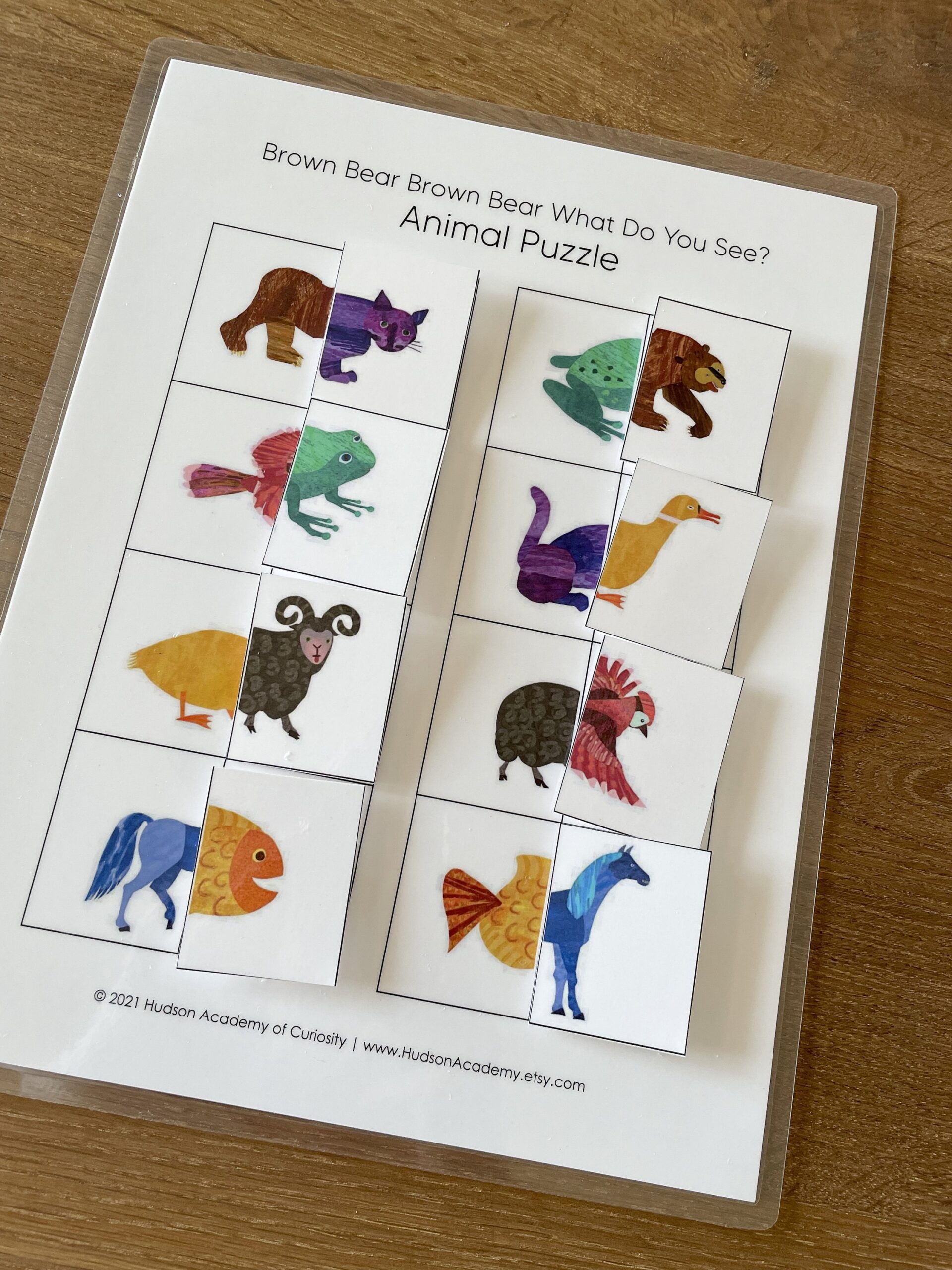 Toddler Busy Book Page Brown Bear Brown Bear What Do You See Eric Carle Brown Bear Animal Puzzle Educational Game Instant Download Etsy de