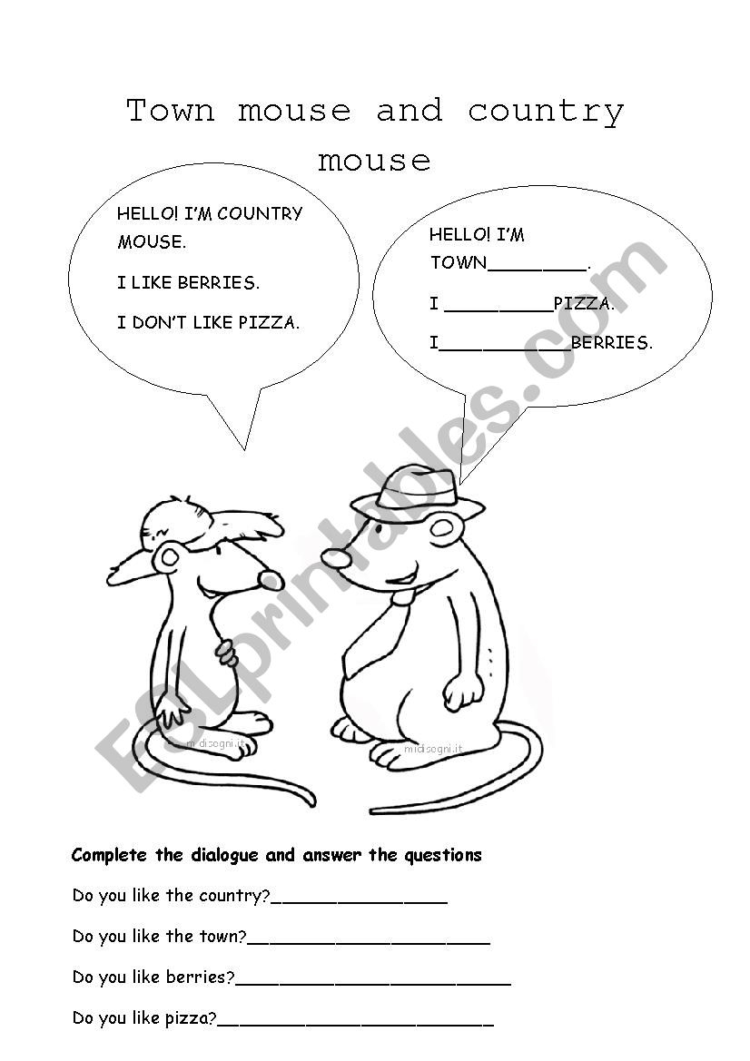Town Mouse And Country Mouse ESL Worksheet By Mickymicky Worksheets Library
