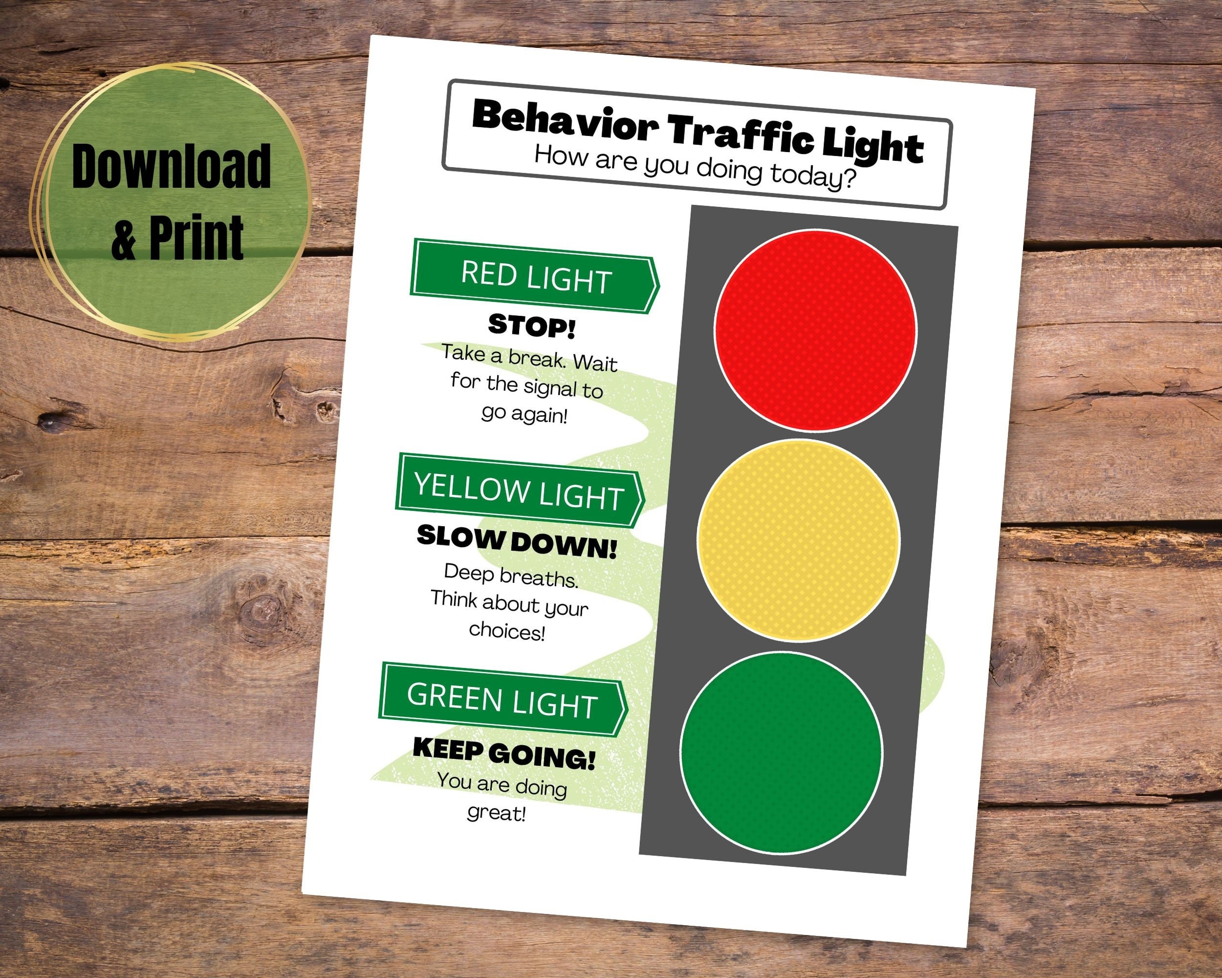 Traffic Light Behavior Chart Printable Behavior Chart For Kids Etsy
