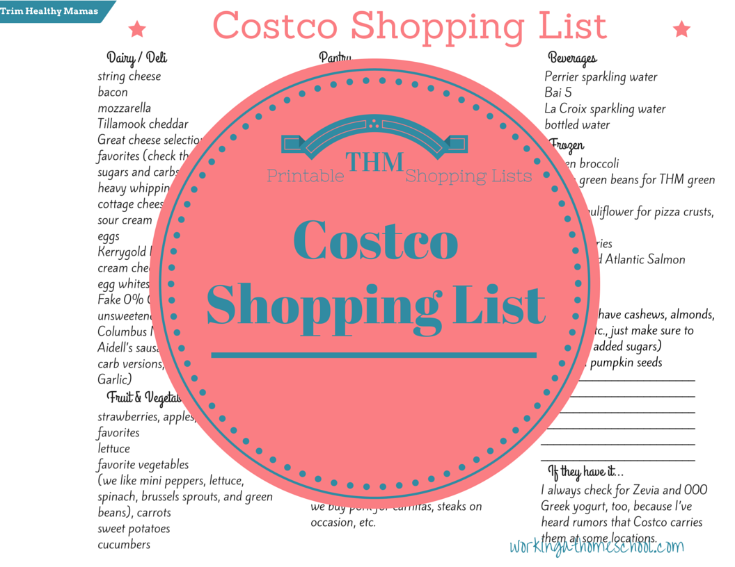 Trim Healthy Mama Printable Costco List