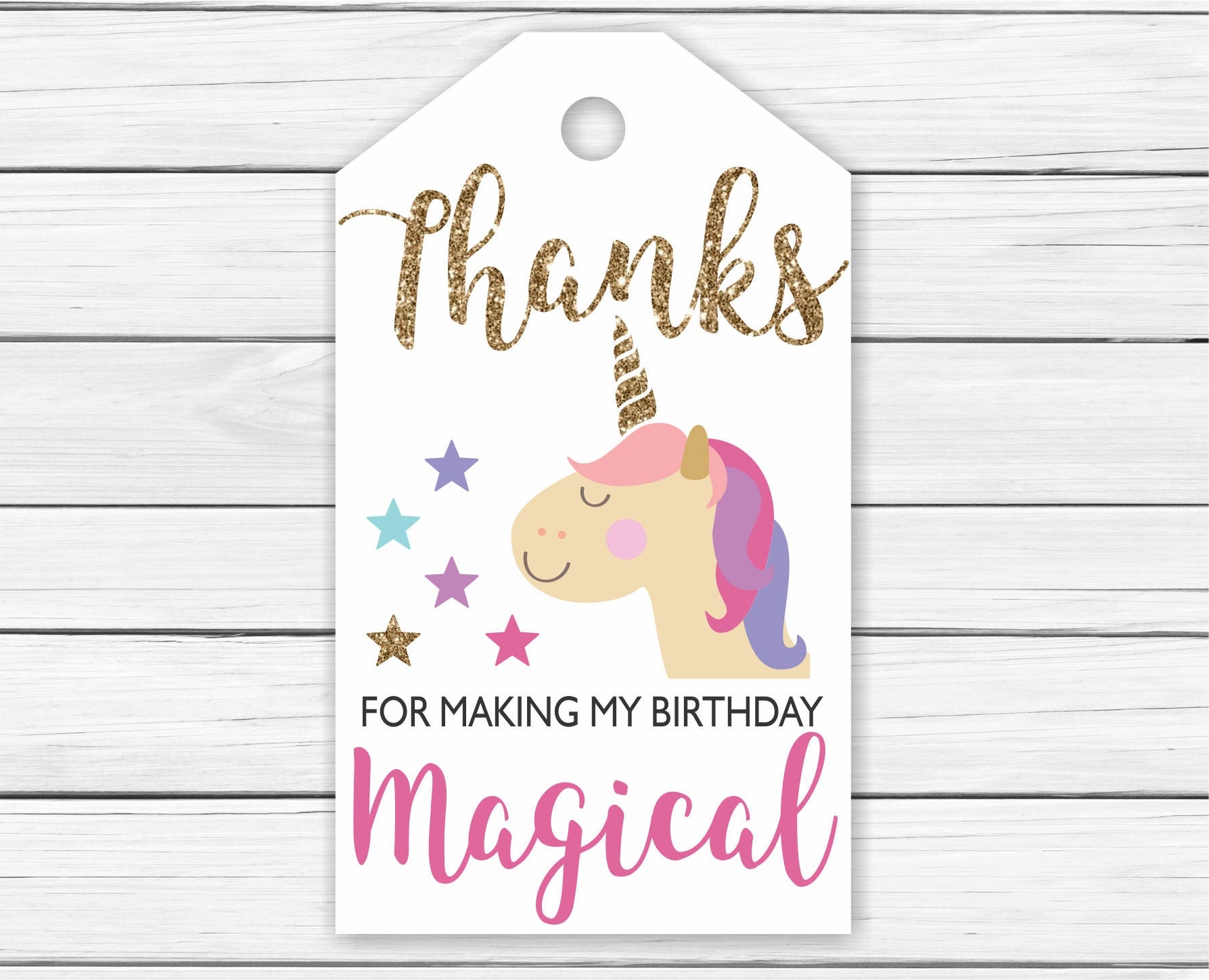 Unicorn Thank You Tags Printable Printable Unicorn Thank You Tags Pink And Gold Unicorn Birthday Favor Thank You Tags Etsy