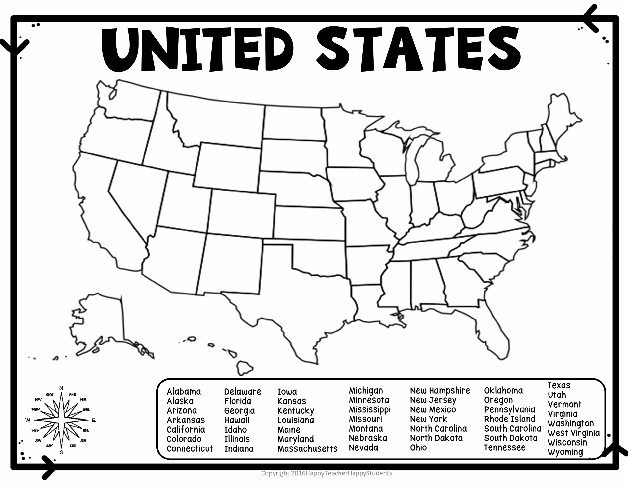 United States Map Quiz Worksheet USA Map Test W Practice Sheet US Map Quiz Classful
