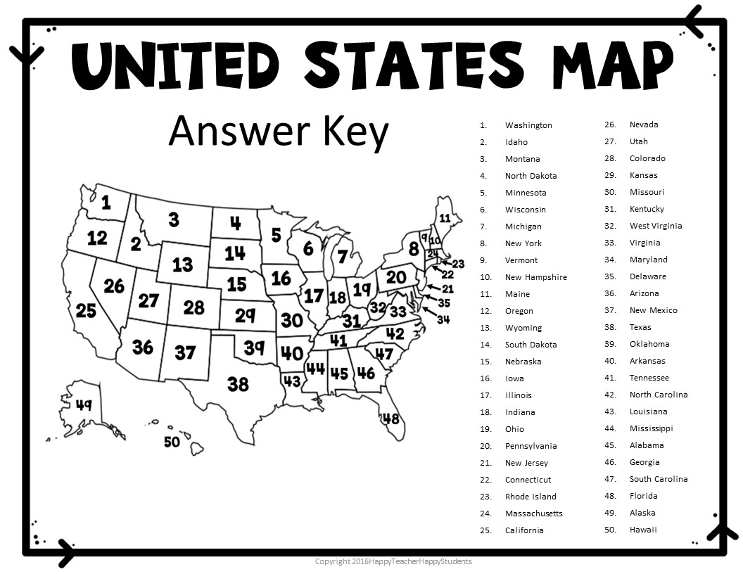 50 States Map Quiz Printable