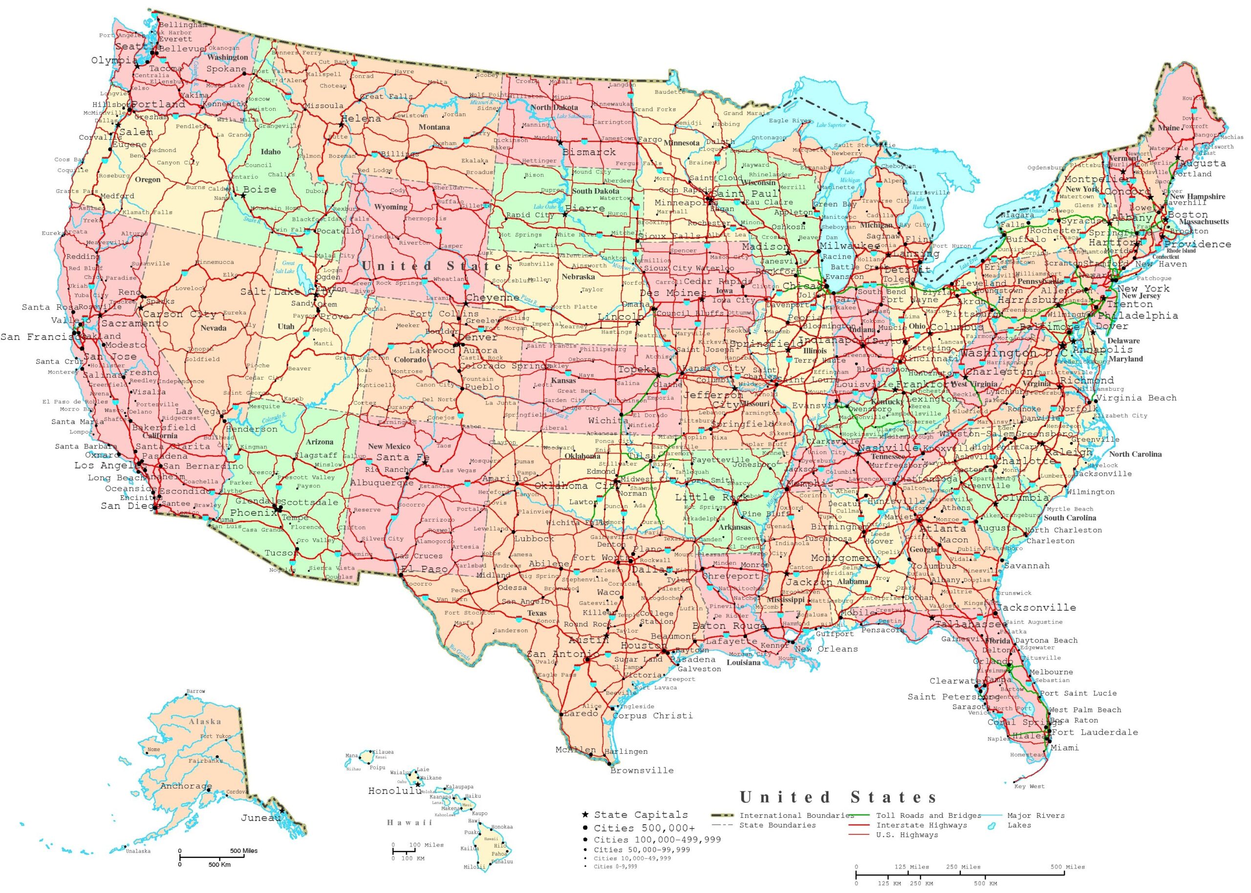 Free Printable Map Of Usa