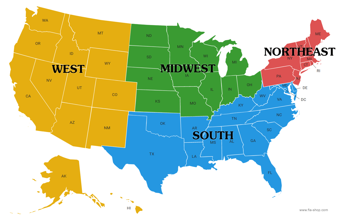 United States Region Maps Fla shop