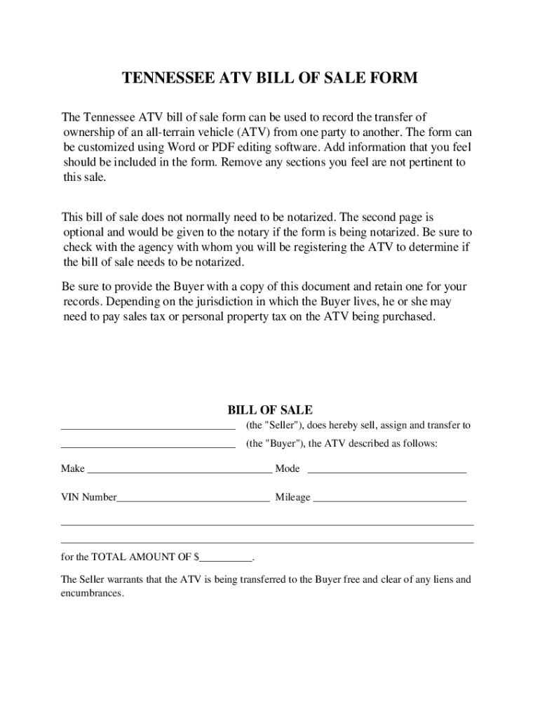Utv Bill Of Sale Fill Online Printable Fillable Blank PdfFiller