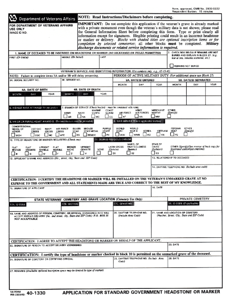 Va 1330 Fill Out Sign Online DocHub