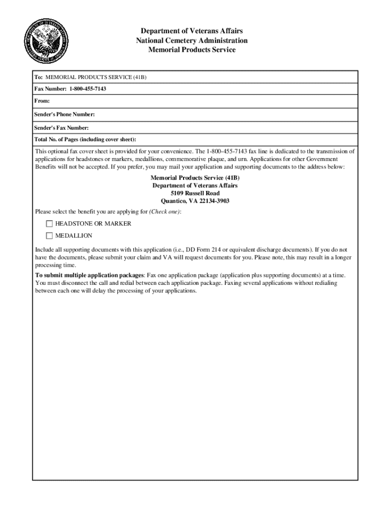 Printable Va Form 40 1330