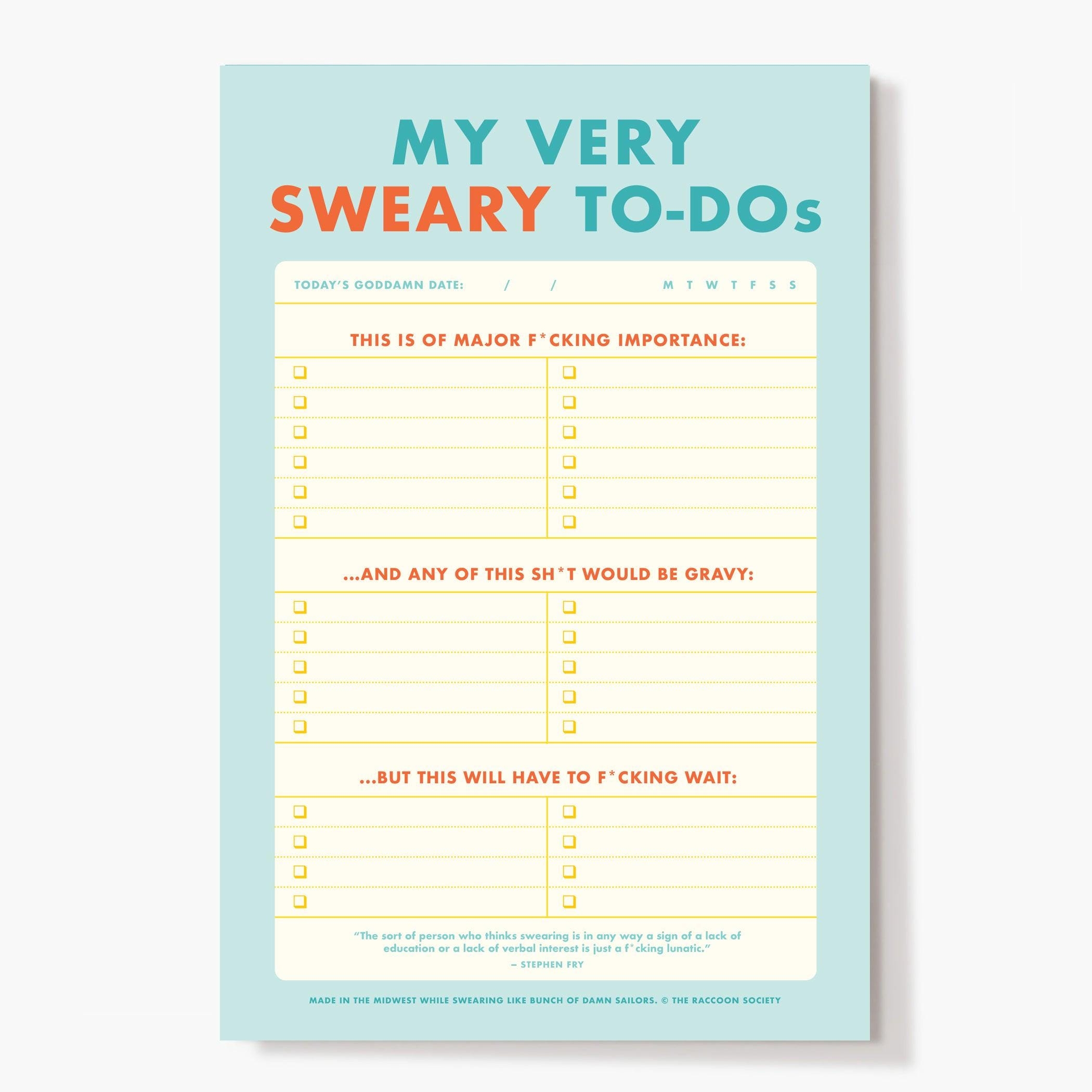 Very Sweary Daily To do Pad Etsy
