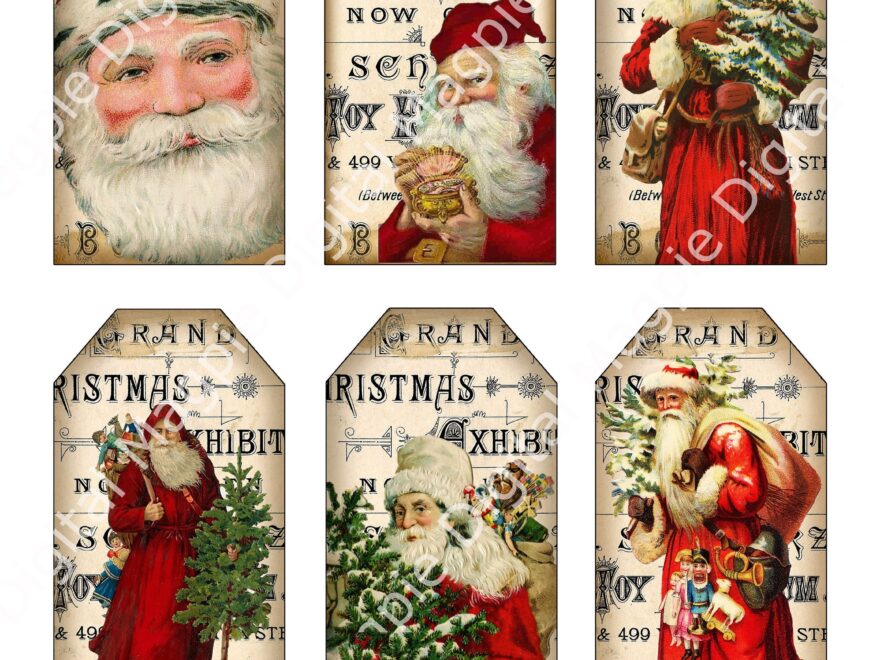 Victorian Christmas Gift Tags Santa Children Vintage Printable Hang Tags Digital Download Instant Download Scrapbook Journal Ephemera Etsy UK