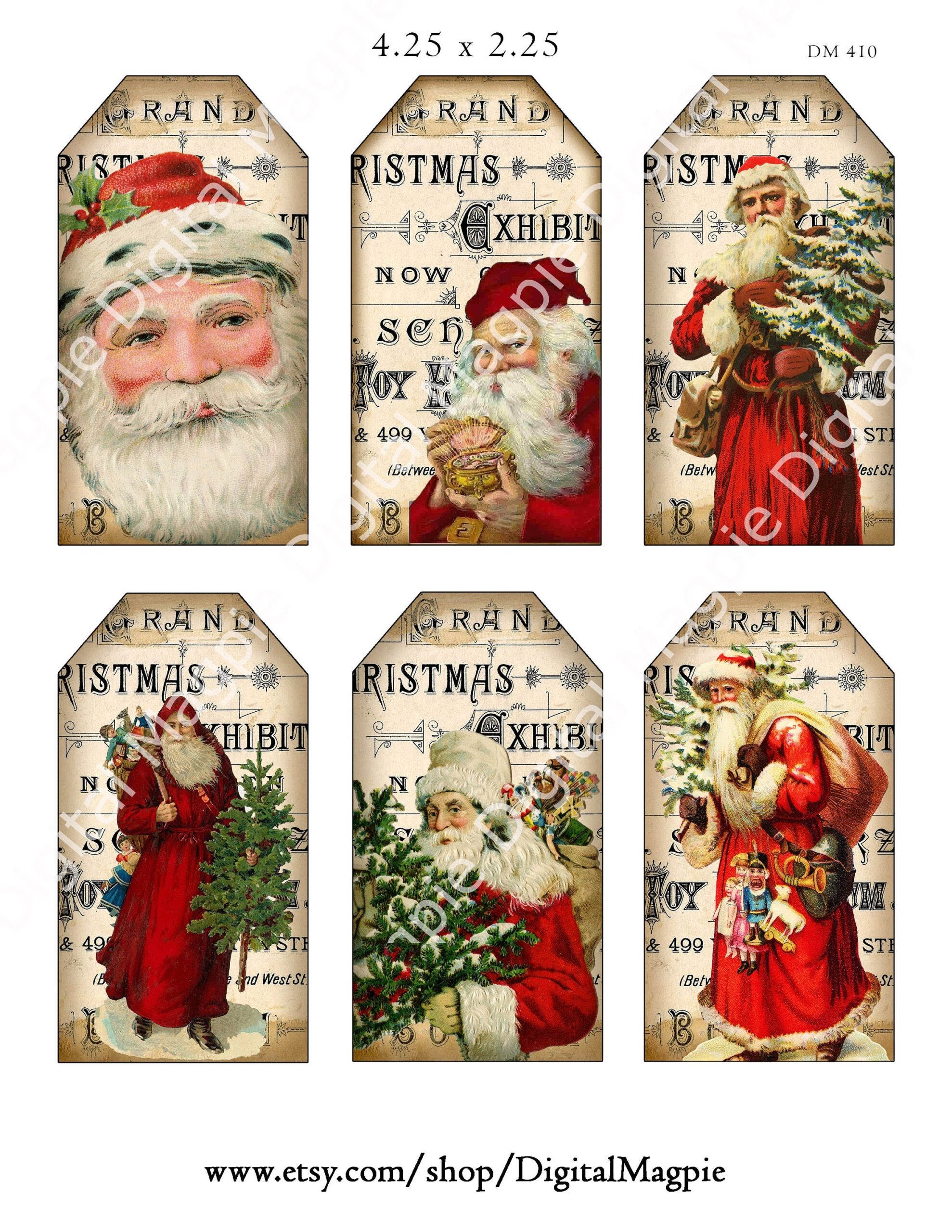 Victorian Christmas Gift Tags Santa Children Vintage Printable Hang Tags Digital Download Instant Download Scrapbook Journal Ephemera Etsy UK