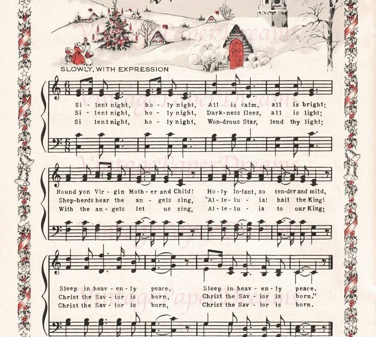 Vintage Printable Christmas Carol Sheet Music PDF Traditional Advent Hymn Song Antique Wrapping Paper Xmas Image Junk Journal Ephermera Etsy Christmas Sheet Music Free Christmas Printables Vintage Vintage Christmas