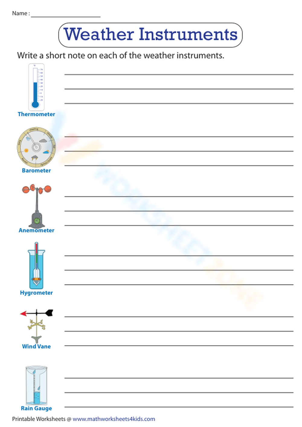 Weather Instruments Worksheet Worksheet Worksheets Library