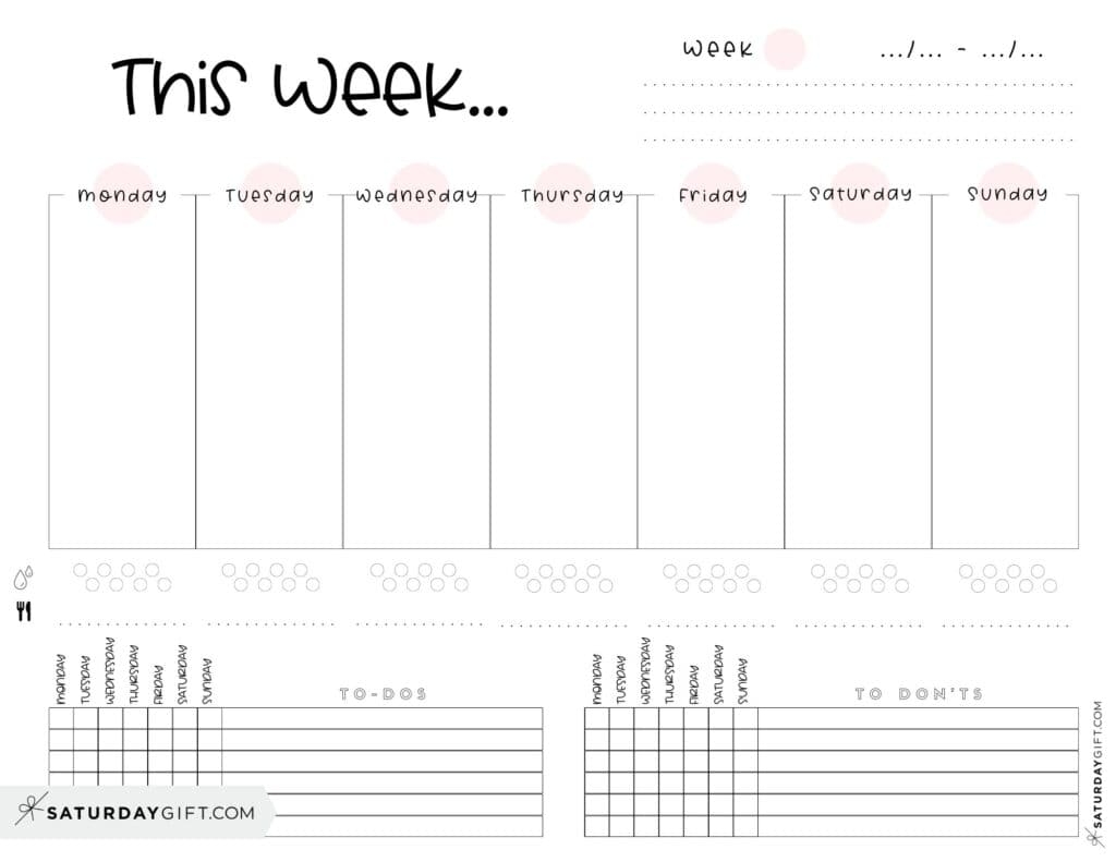 Weekly Planner Printable 39 Cute Free Weekly Calendar Templates SaturdayGift
