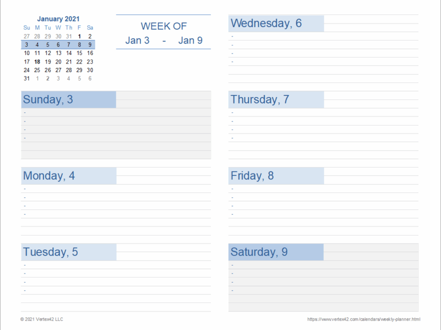 Weekly Planner Template Free Printable Weekly Planner For Excel