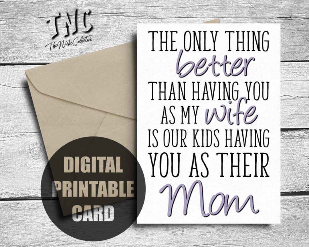 Wife Mother s Day Card From Husband Printable Happy Birthday Card Wife Anniversary Card For Wife Pregnant New Mom Valentines Card Wife Etsy