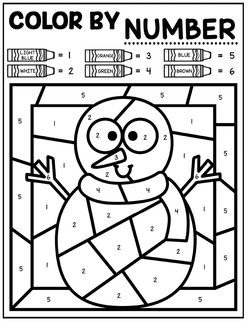 Winter Color By Number Pages FREE Kids Activity Zone