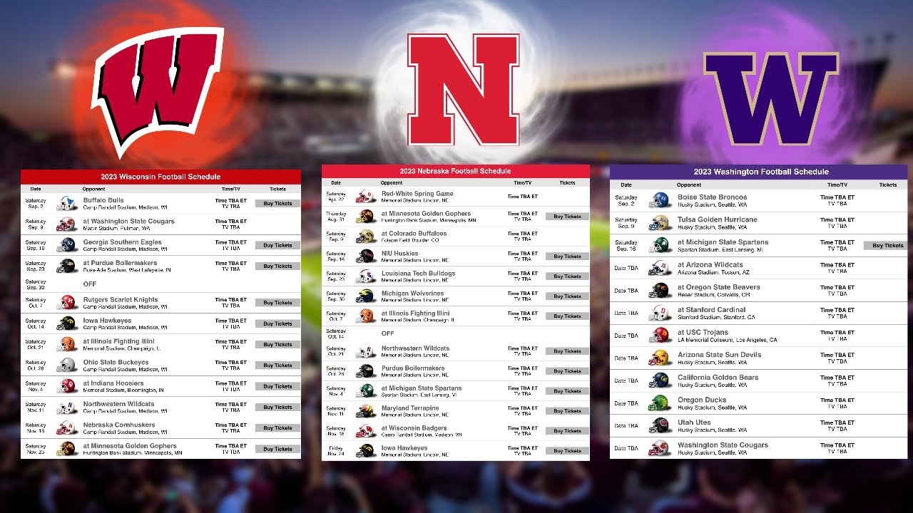 Wisconsin Nebraska Washington 2023 Way Too Early Schedule Preview YouTube