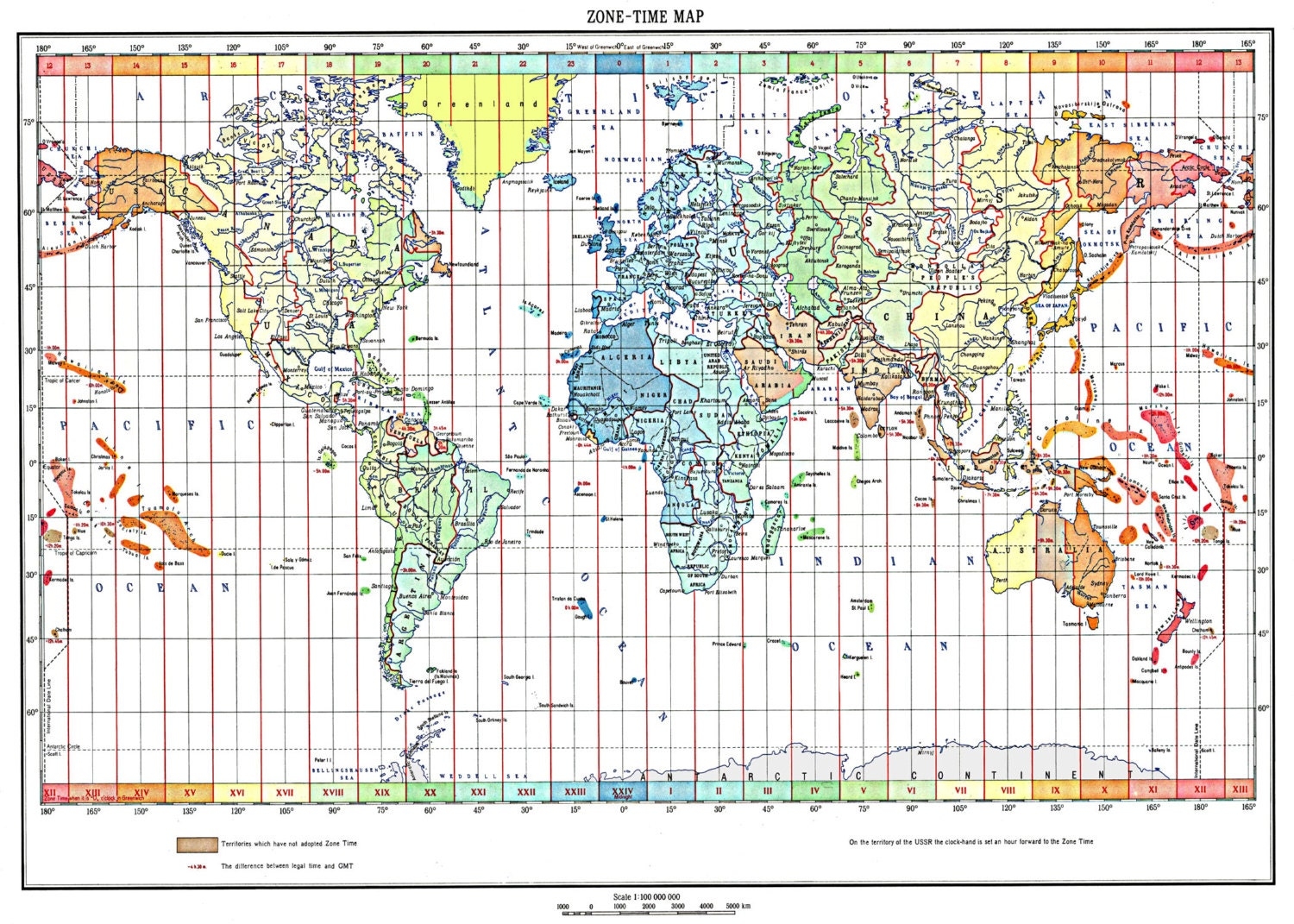 World Map Of The Time Zones Full Color 1893 Print Poster Etsy de