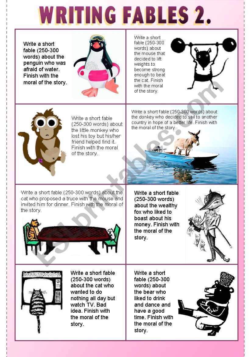 Writing Fables 2 Acting Out Scenes ESL Worksheet By Kisdobos
